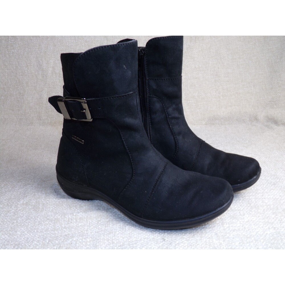 Romika Black Waterproof Ankle Boot with Zipper / Buckle, Size US 6.5, EU 37